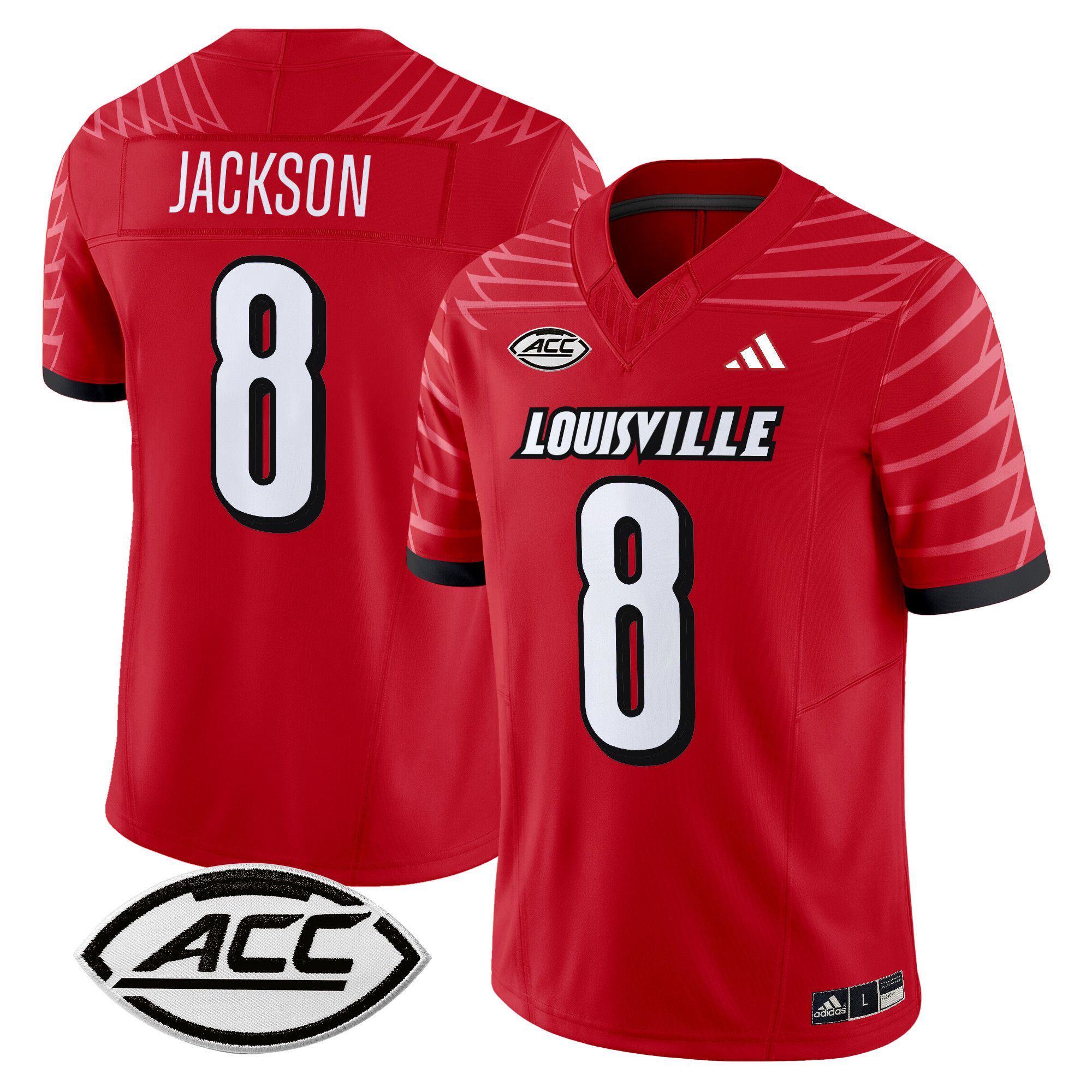 Men Louisville Cardinals #8 Jackson Red 2024 Vapor Limited NCAA Jersey style 1->more ncaa teams->NCAA Jersey